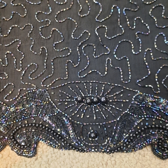 Justine Todd Silk Evening Beaded Blouse Black Size Medium Women's - Picture 15 of 15